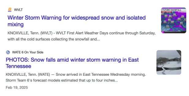 Winter Storm Warning Knoxville, Tennessee
