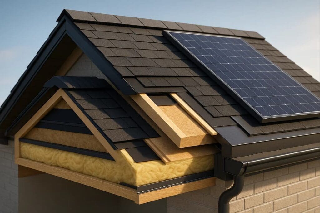 Diagram showing roof components working together for maximum performance, durability, and energy efficiency, created for Daniel Hood Roofing