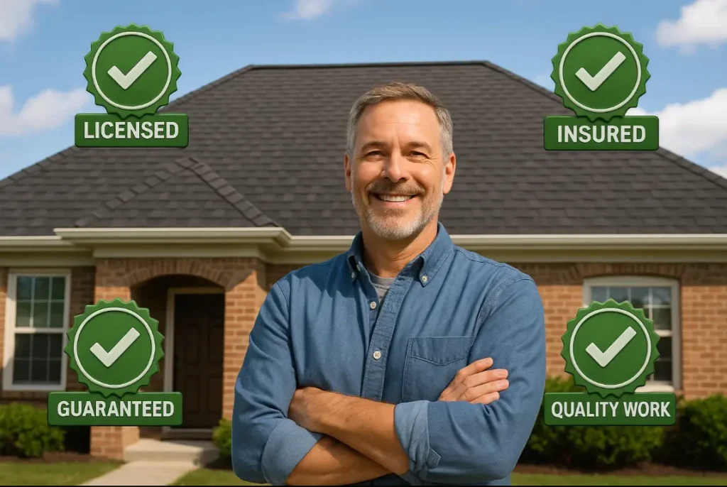 Daniel Hood Roofing Systems completed roof with satisfied homeowner.