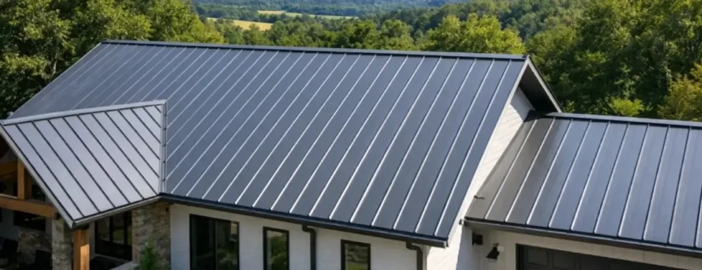 Standing seam metal roof installed by Daniel Hood Roofing illustrating quality workmanship for homeowners asking, How Long Does Roof Repair Take.