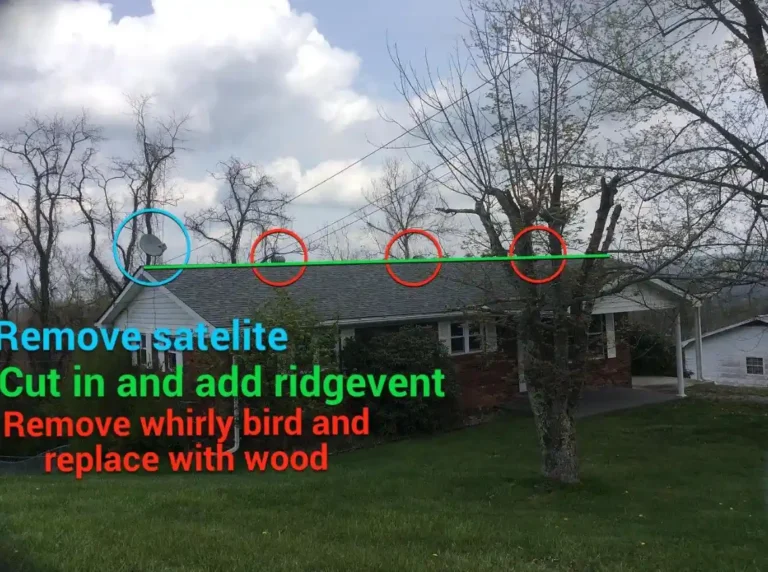 Roof replacement plan showing ridge vent installation and turbine vent removal by Daniel Hood Roofing.