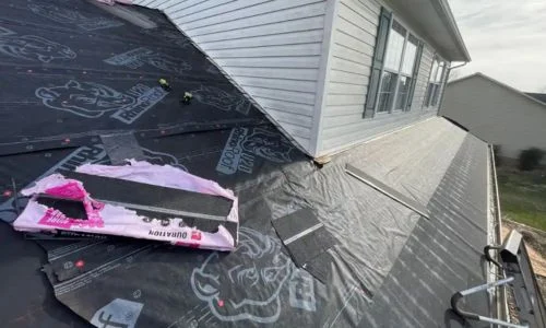 Roofing gallery showing GAF roof underlayment installation by Daniel Hood Roofing.